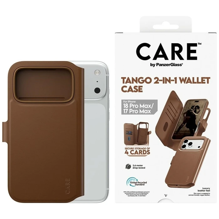 Θήκη CARE by PanzerGlass Tango 2‑in‑1 Wallet Καφέ με MagSafe για iPhone 18 Pro Max / 17 Pro Max