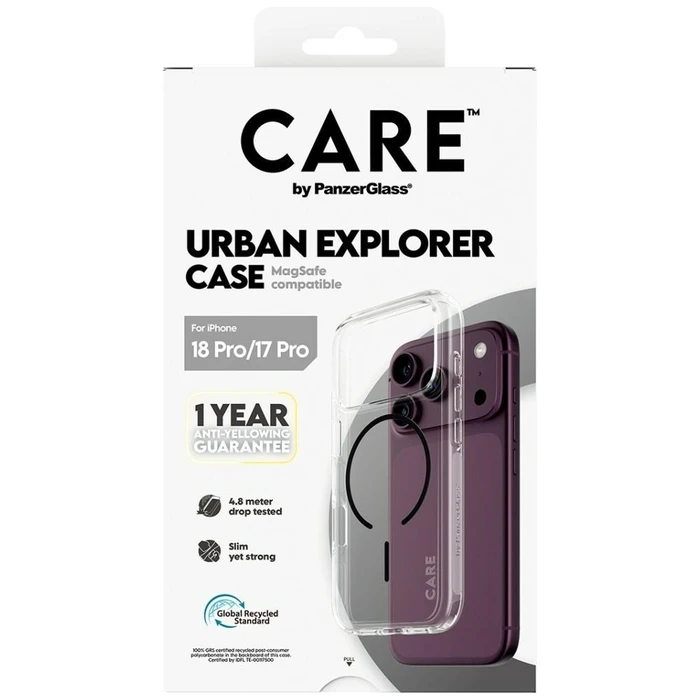 CARE by PanzerGlass Urban Explorer Case Transparent with Black MagSafe for iPhone 17 Pro / iPhone 18 Pro