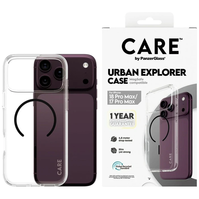 CARE by PanzerGlass Urban Explorer Transparent Case with Black MagSafe for iPhone 17 Pro Max / 18 Pro Max