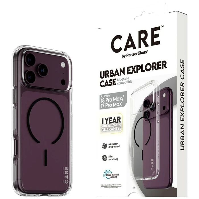 CARE by PanzerGlass Urban Explorer Transparent Case with Black MagSafe for iPhone 17 Pro Max / 18 Pro Max