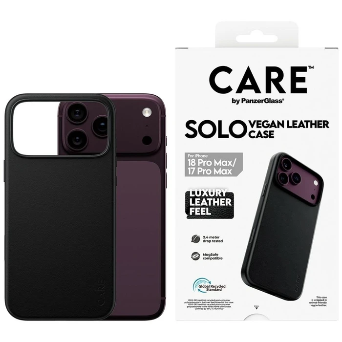CARE by PanzerGlass Solo Vegan Leather Case Black with MagSafe for iPhone 17 Pro Max