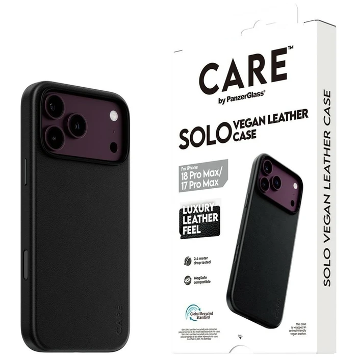 CARE by PanzerGlass Solo Vegan Leather Case Black with MagSafe for iPhone 17 Pro Max
