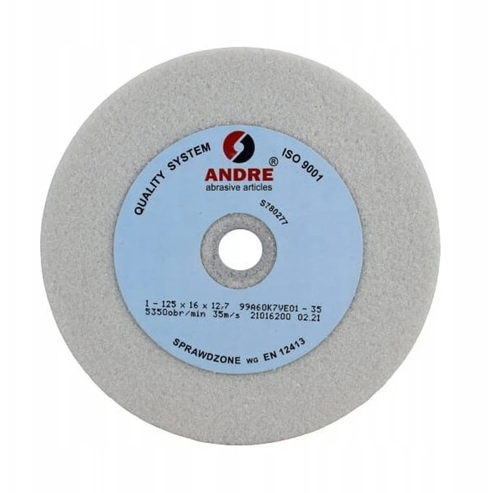 Andre Flat Grinding Wheel 125mm x 16mm x 12.7mm White Type 1
