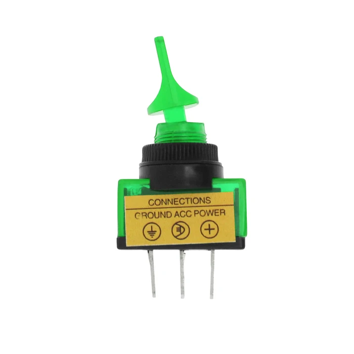 Default Brand ON-OFF Switch with Lamp 20A 12V Green DM-4914