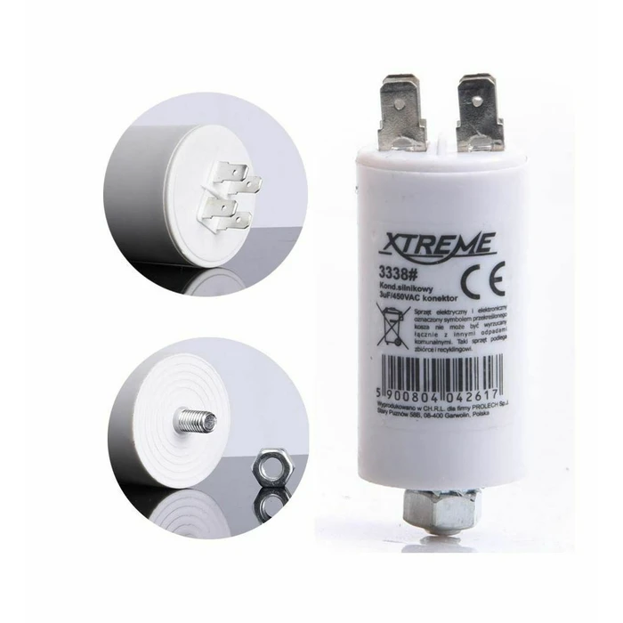 XTREME Motor Capacitor 3uF 450VAC with Connector