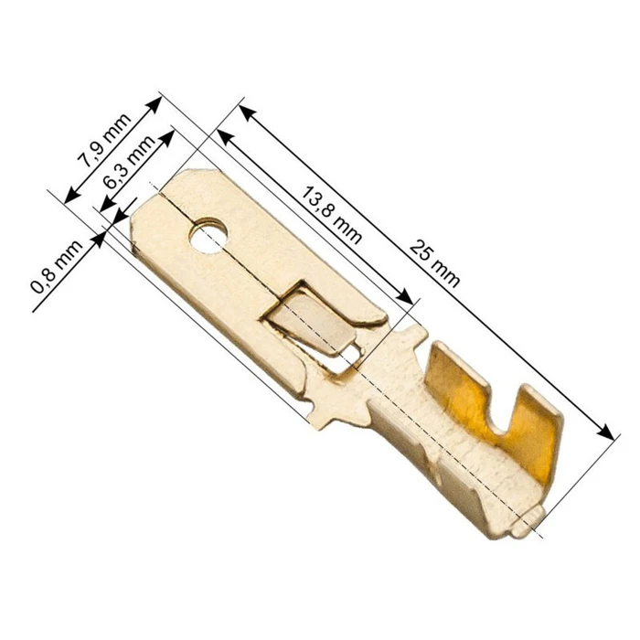 Default Uninsulated Male Spade Terminals 6.3 mm 100 pcs