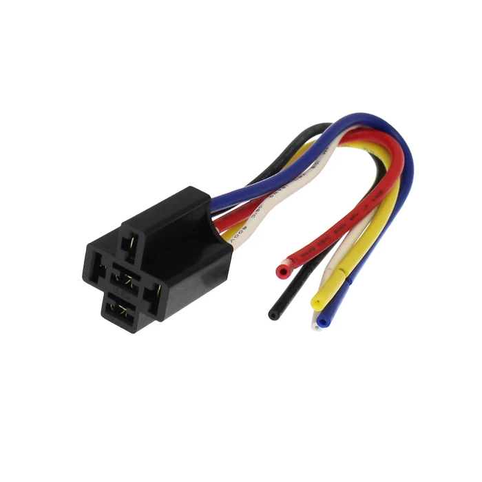 Automotive 5-Pin Relay Socket with LED and Leads, 14.5 cm, Model DM-0924