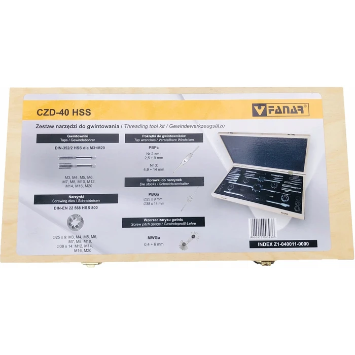 Fanar Threading Tool Set M3-M24 HSS CZD-85 (Z1-085011-0000)