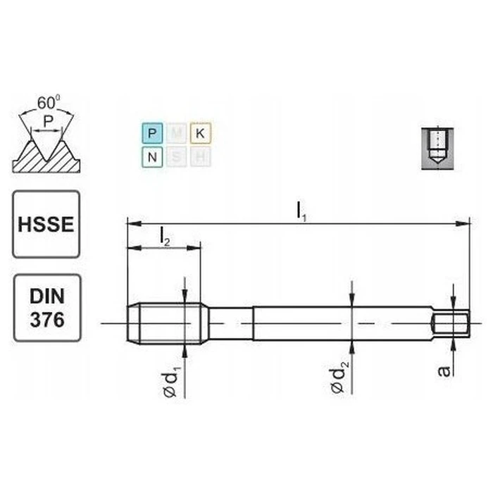 Fanar Tap M16 DIN 376C L40 LH 6h HSS-E (D2-591101-0160)