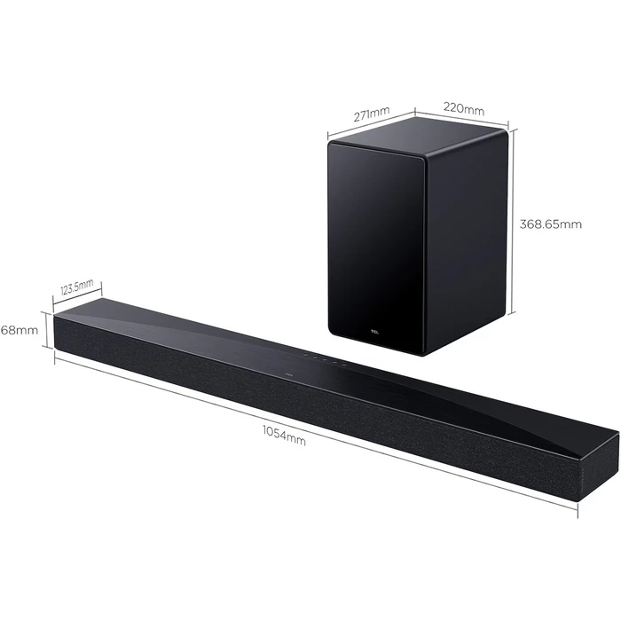 TCL Q65H Soundbar 5.1 Dolby Atmos 580W Slim Design with Wireless Subwoofer - Black