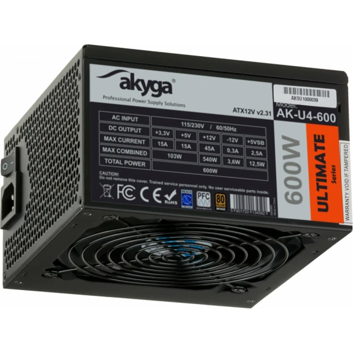 Akyga Ultimate AK-U4-600 600W ATX Power Supply 80 PLUS Bronze