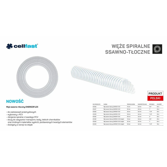 Cellfast Energo-Flex σωλήνας αναρρόφησης και πίεσης 38 mm x 25 m, διάφανος