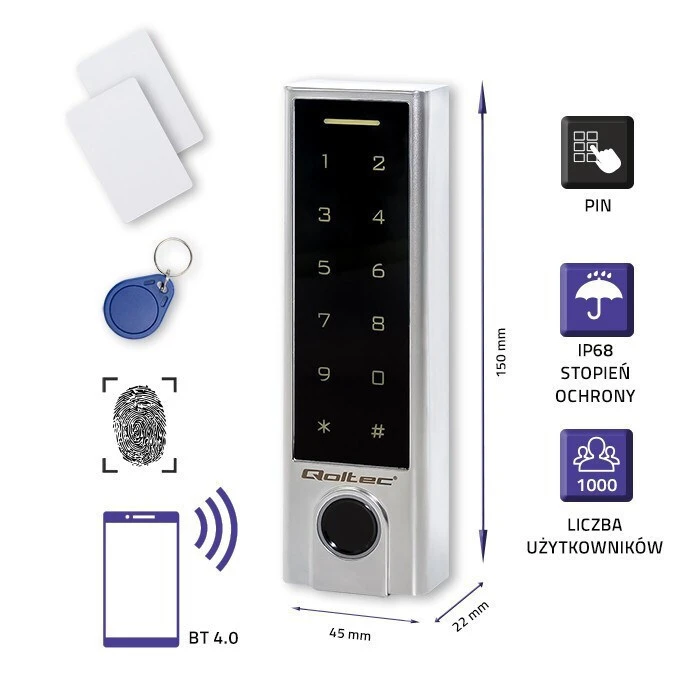 Qoltec Access Control για Πρόσβαση με Δακτυλικό Αποτύπωμα και Κάρτα 52448