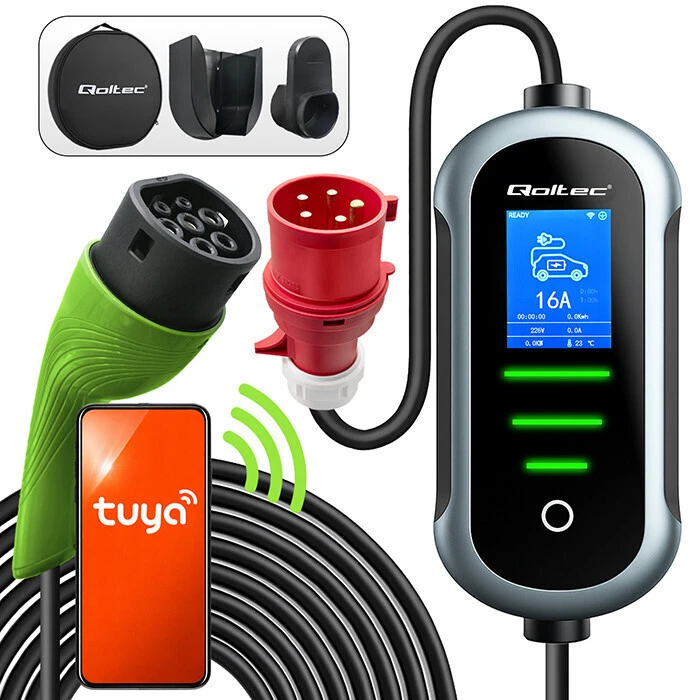 Qoltec Φορητός Σταθμός Φόρτισης 7 kW με Ενσωματωμένο Καλώδιο Type 2
