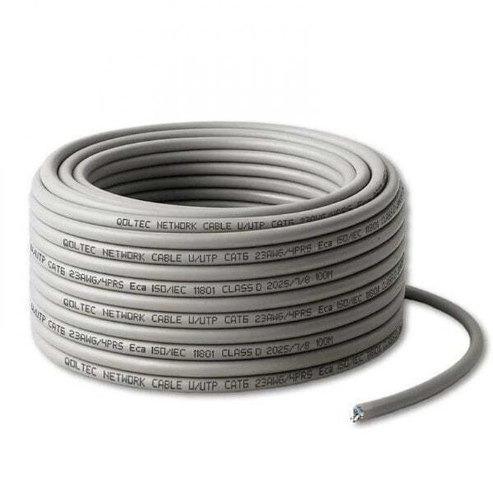 Qoltec Καλώδιο Δικτύου Direct Attach Copper Cat.6 (Gigabit) 100 m - Γκρι