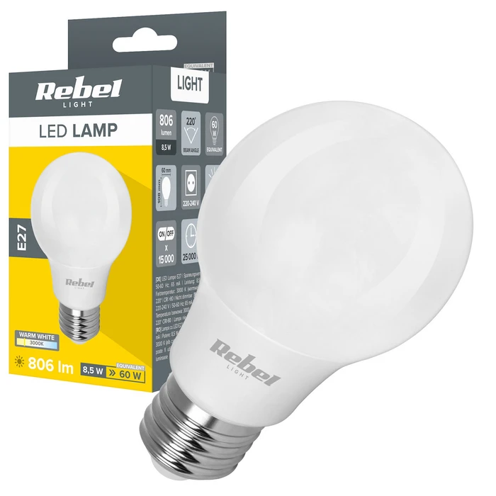 Rebel Λάμπα LED E27 A60 8 5W 3000K