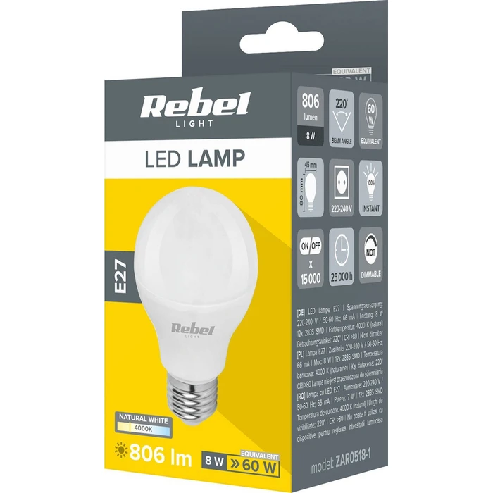 Rebel Λάμπα LED E27 G45 8W 4000K
