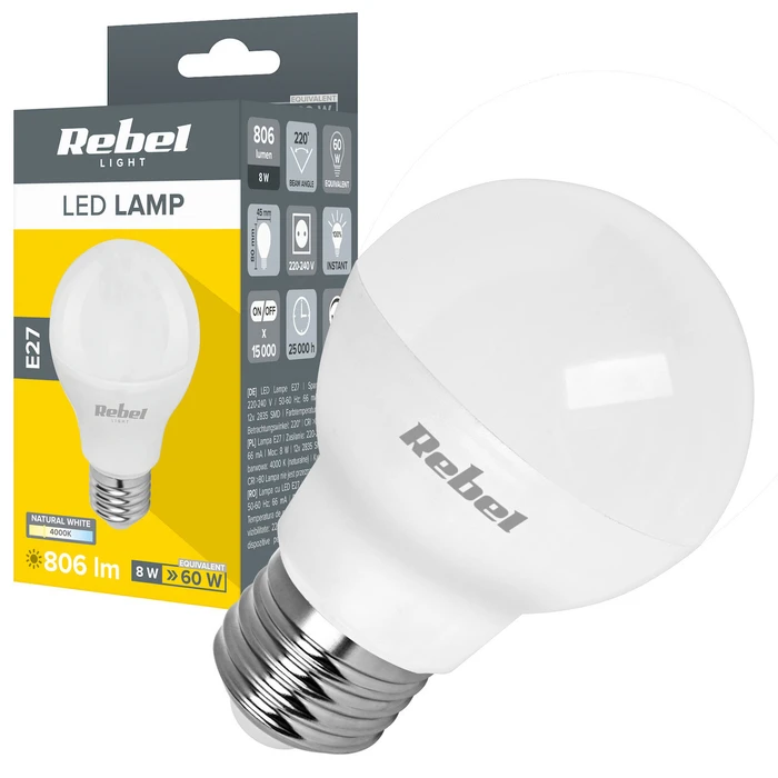 Rebel Λάμπα LED E27 G45 8W 4000K