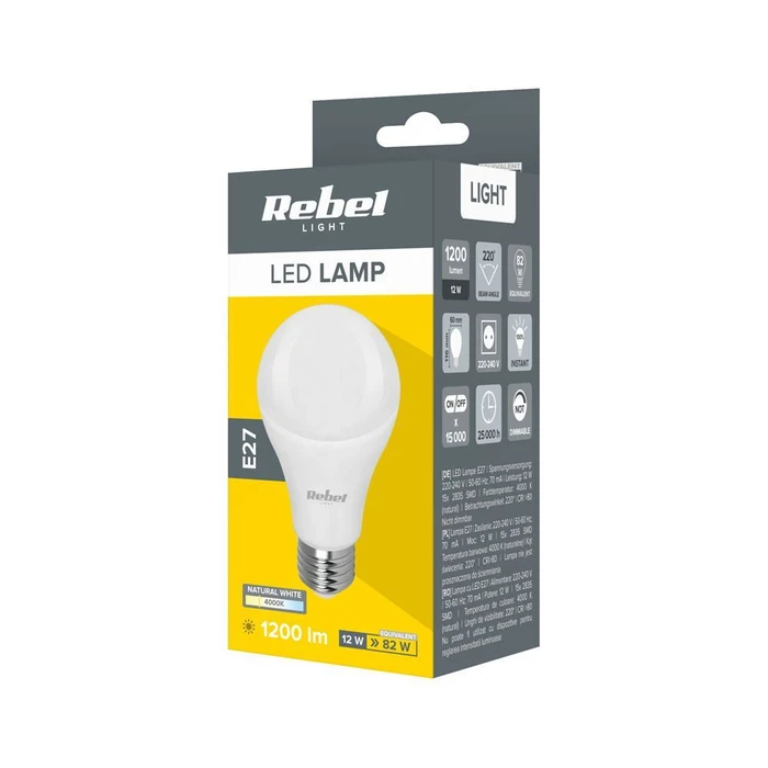 Rebel Λάμπα LED E27 A60 12W 4000K