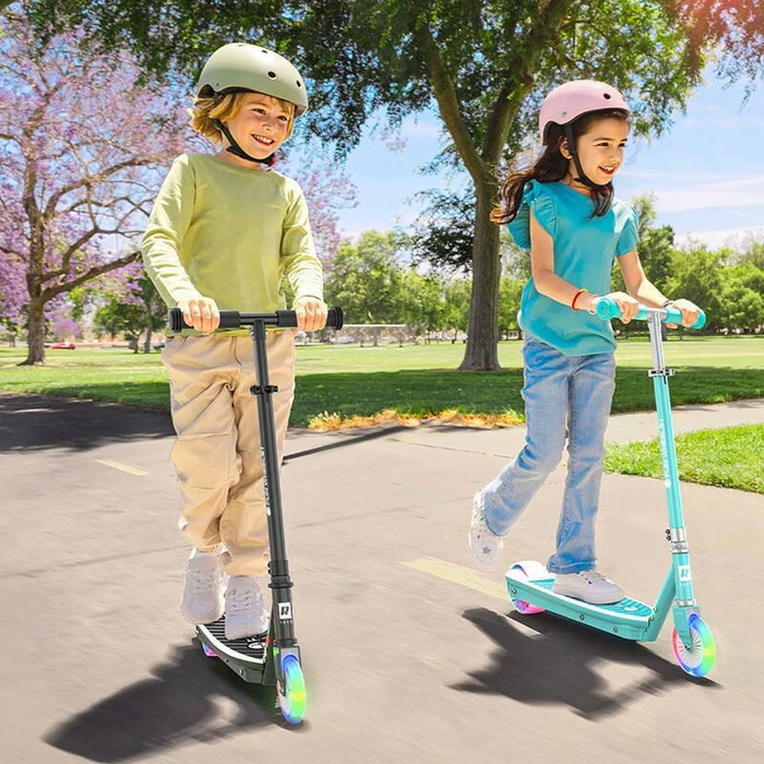Rebel FUN WHEELS LIGHT Electric Children's Scooter with LED Lights - Blue (Model ZAB0034)