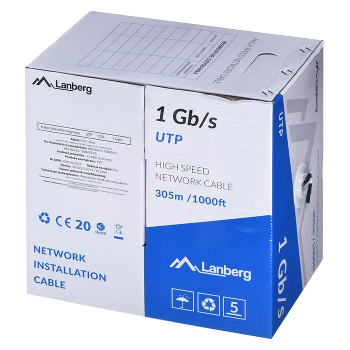 Lanberg UTP LAN Cable 1Gb/s 305 m CCA black (LCU6-10CC-0305-BK)