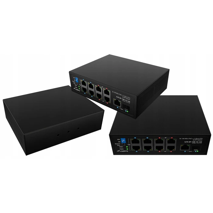LANBERG Unmanaged PoE Switch 8 θυρών (4x802.3bt, 4x802.3at) με SFP/RJ45, τοποθέτηση DIN - ILFE-8P-1GE-1S-120