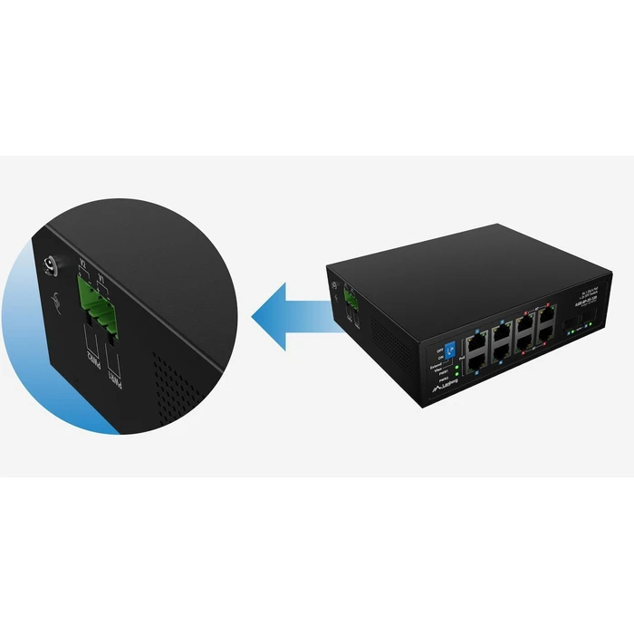 LANBERG Unmanaged PoE Switch 8 θυρών (4x802.3bt, 4x802.3at) με SFP/RJ45, τοποθέτηση DIN - ILFE-8P-1GE-1S-120