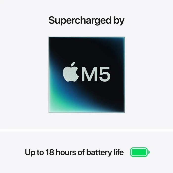 Apple MacBook Air 13.6" (M5 10‑Core / 16GB / 512GB SSD / 8‑Core GPU) Midnight με Φορτιστή 70W, International English Keyboard