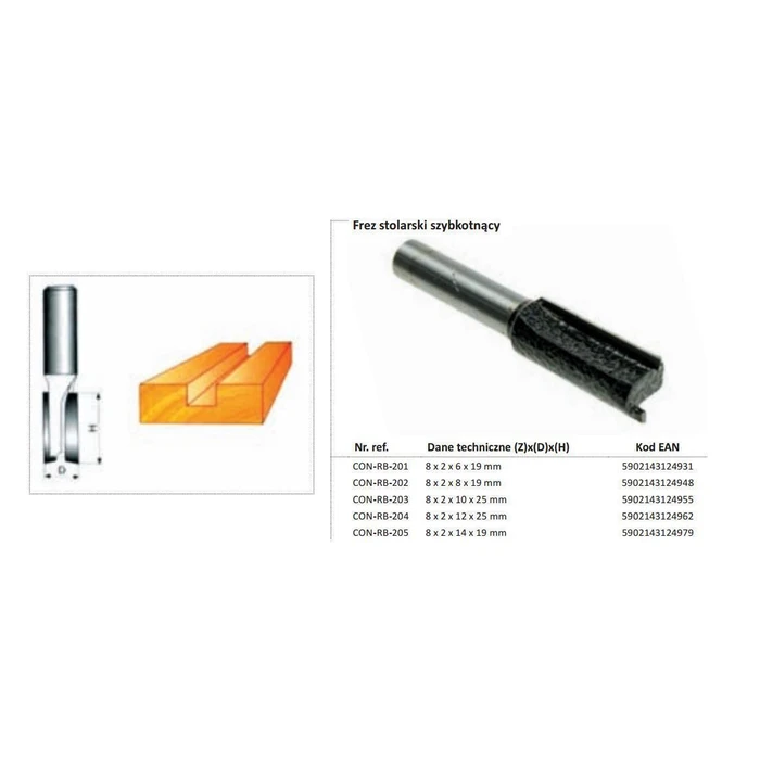 Condor Straight Cut Wood Router Bit 14mm x 8mm (CON-ARB-2205)