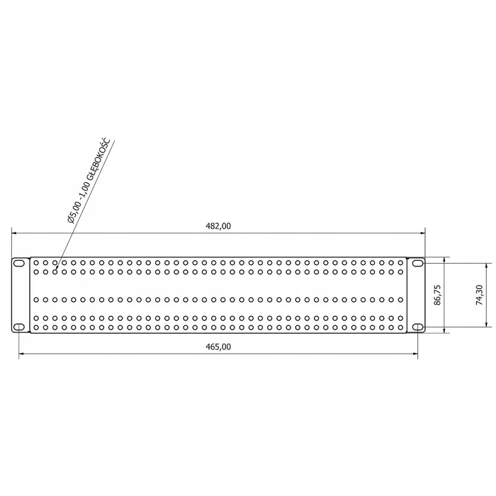 Προσαρμογέας στήριξης ATTE ADD-RACK2U2 με εσοχές (2U)