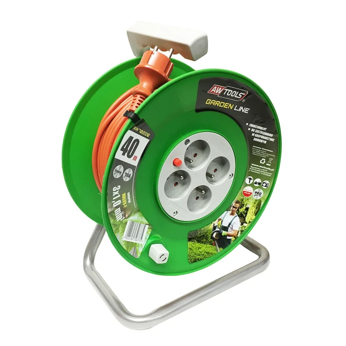 AWTools Μπαλαντέζα Καρούλι 1 Θέσης με Καλώδιο 10 m 3x1 mm² με Γείωση (AW70210)
