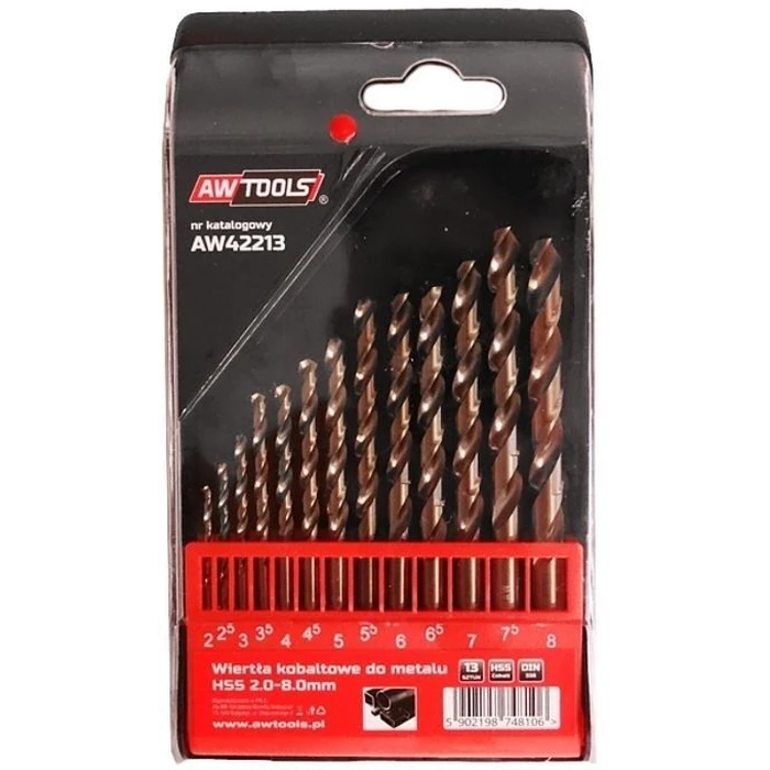 AWTools Σετ 13 Τρυπανιών Κοβαλτίου με Κυλινδρικό Στέλεχος για Μέταλλο AW42213