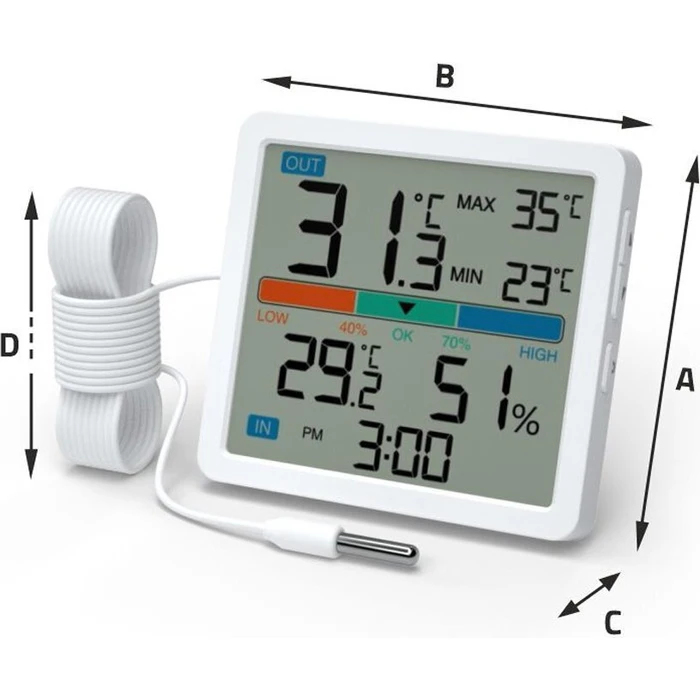 Manta Θερμόμετρο με Υγρόμετρο και Εξωτερικό Αισθητήρα Λευκό