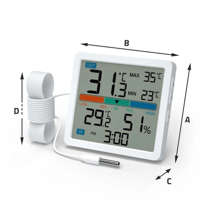 Manta Θερμόμετρο με Υγρόμετρο και Εξωτερικό Αισθητήρα Λευκό