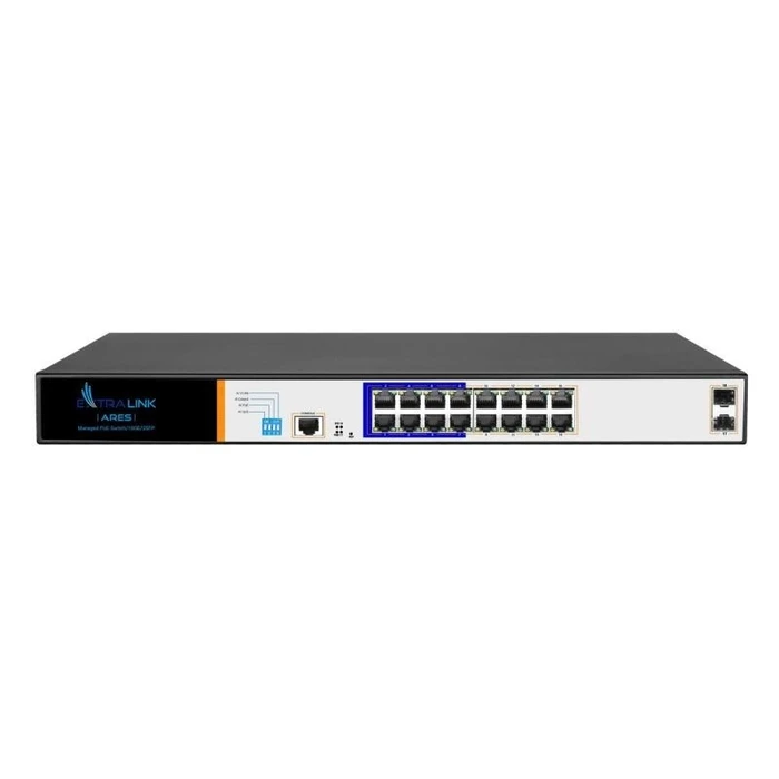 Extralink ARES v1 Διαχειριζόμενος L2 PoE+ Switch με 16 θύρες Gigabit Ethernet και 2 θύρες SFP, 150W