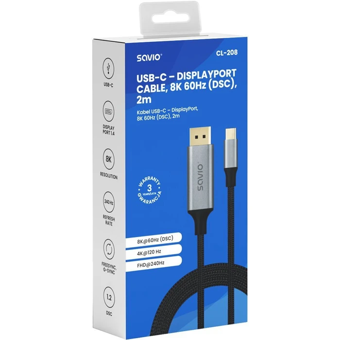 Savio USB 3.2 USB-C to USB-C Cable PD Black 2 m