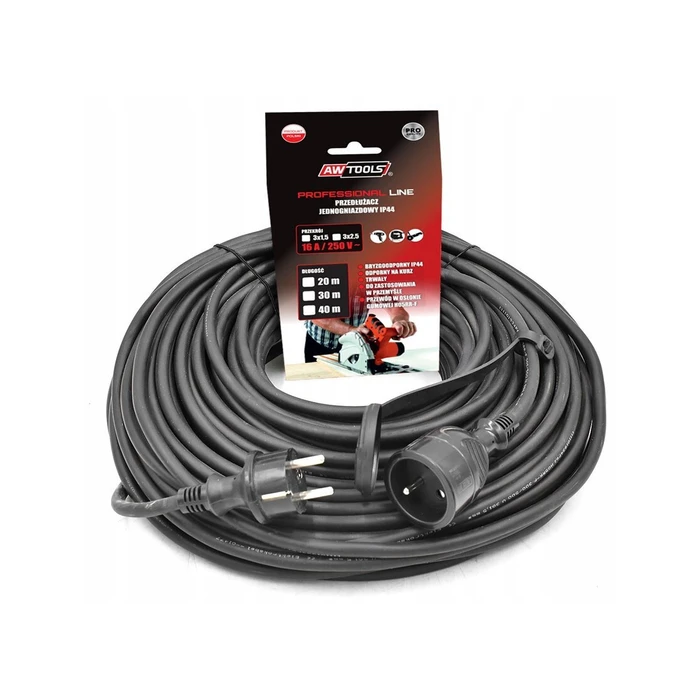 AWTools Extension Power Cable 30m 3 x 1.5mm² Earthed IP44 (AW70240)