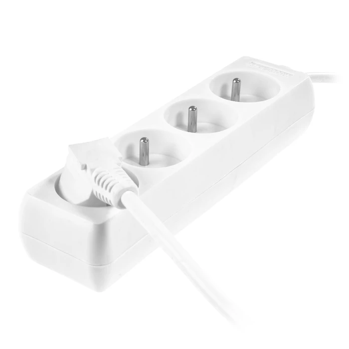 AWTools White Home Extension Cord / Power Strip 4 Sockets 3.0 m with Grounding