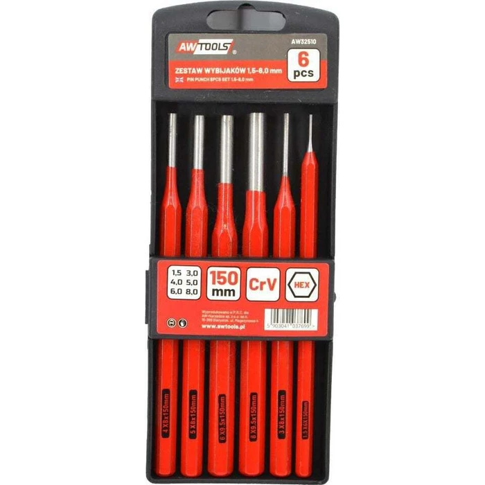 AWTools Chisel Set 6 pcs, blade widths 1.5–8 mm, length 150 mm (AW32510)