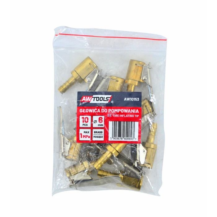 Κεφαλές αντλίας AWTools 6 mm ορείχαλκος, 10 τεμάχια