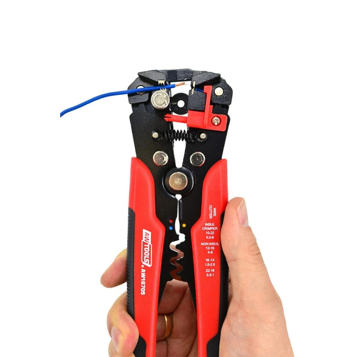 AWTools Πρέσα Ακροδεκτών με Απογυμνωτή (Μήκος 205mm) AW16705
