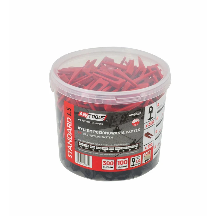 AWTools Tile Leveling Consumables Kit 300 pcs (300 clips, 100 wedges)