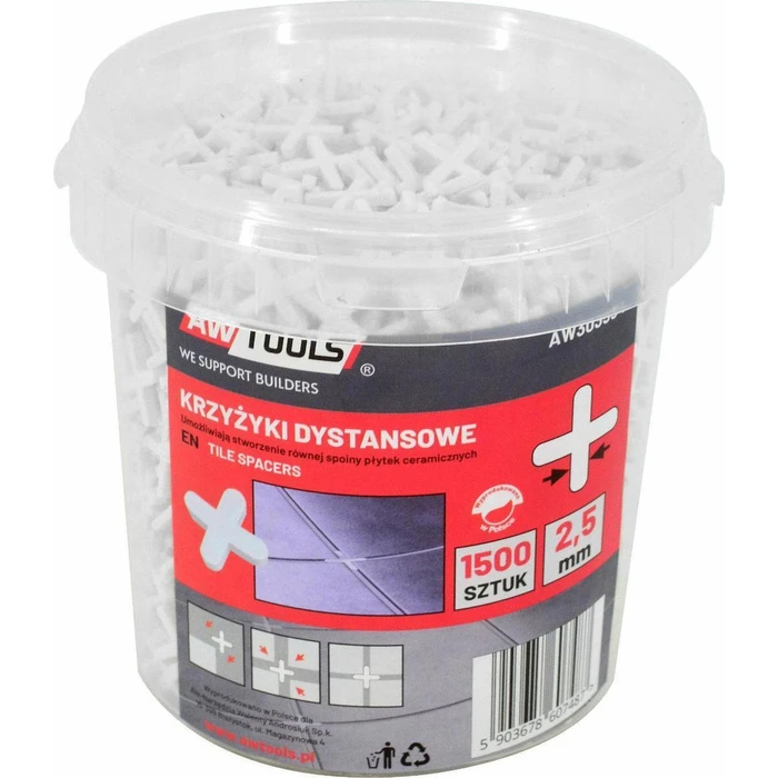 AWTools Σταυρός Αλφαδοποίησης Πλακιδίων Πάχους 1mm 1800τμχ AW303551