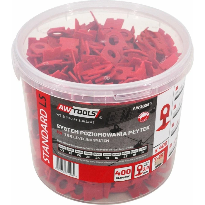 AWTools Σφήνα Αλφαδοποίησης Πλακιδίων Πάχους 3mm 400τμχ AW30389
