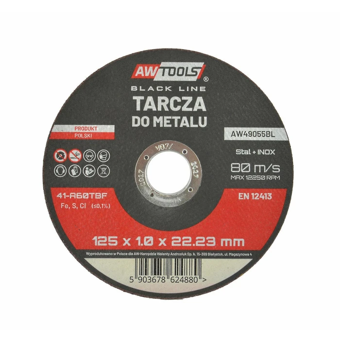 AWTools AW Disc Metal 125x1.6mm Cutting/Grinding Disc Black Line