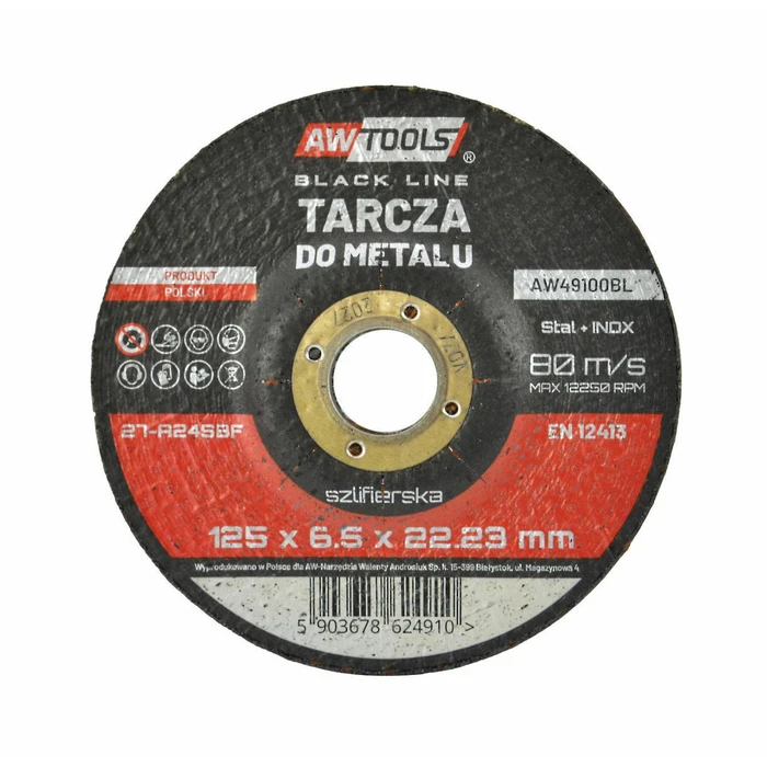 AWTools Black Line Metal Grinding Disc 125 mm x 6.5 mm (AW49100BL)