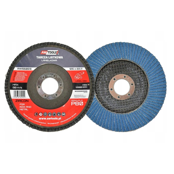 AWTools 125 mm δίσκος λείανσης ζιρκονίας P150 – Inox / Μέταλλο