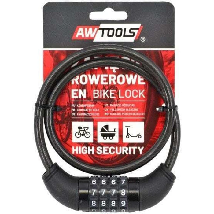 AWTools Κλειδαριά Ποδηλάτου 8x65 cm Συνδυασμός