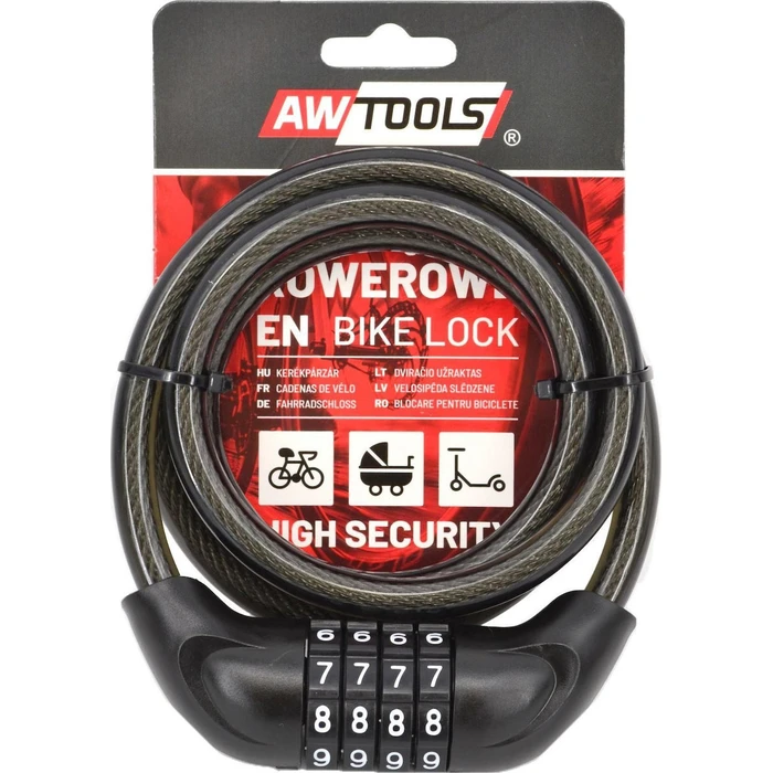 Κλειδαριά ποδηλάτου AWTools FI-10 120 cm με συνδυασμό