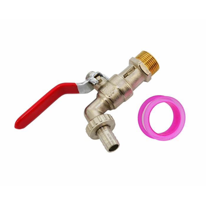 AWTools Garden Hose Fitting Brass Nickel Plated 1/2" (tap) – 3/4" External Thread